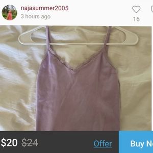 lilac nicolette tank, $20